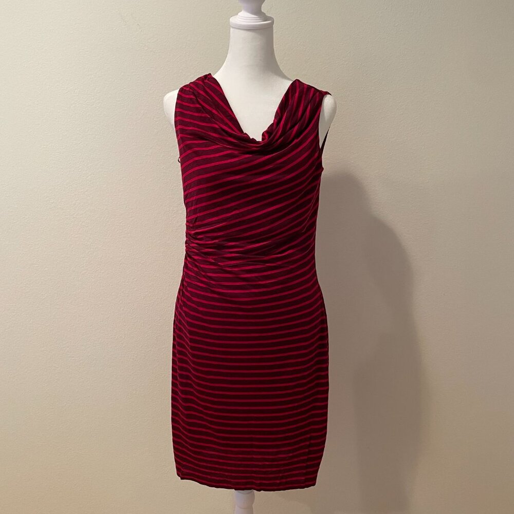 Ann Taylor Loft Sleeveless  Lined Dress,  Red with Stripes   Size: S